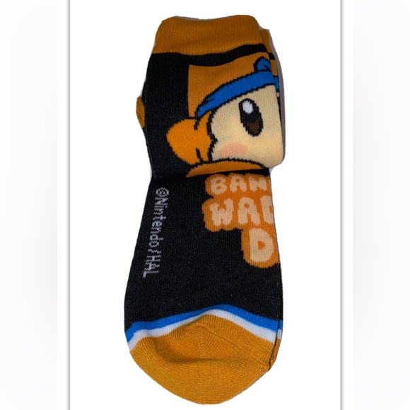 Kirby Waddle Dee Crew Socks 2 Pair Men 8-12 Blue Black Bandana Game Boy 8Bit NEW - Picture 9 of 11